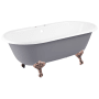 Signature Hardware Sanford 66" Dark Gray Cast Iron Soaking Clawfoot Tub with Pre-Drilled Overflow Hole and 7" Rim Holes - Less Drain Dark Gray / Oil Rubbed Bronze Feet