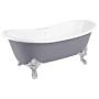 Signature Hardware Lena 72" Cast Iron Soaking Clawfoot Tub with Pre-Drilled Overflow Hole - Less Drain Dark Gray / Chrome