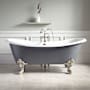 Signature Hardware Lena 72" Cast Iron Soaking Clawfoot Tub with Pre-Drilled Overflow Hole - Less Drain Dark Gray / Brushed Nickel Feet