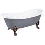 Signature Hardware Lena 72" Cast Iron Soaking Clawfoot Tub with Pre-Drilled Overflow Hole - Less Drain Dark Gray / Oil Rubbed Bronze Feet