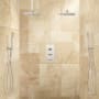 Signature Hardware Ryle Thermostatic Shower System with Dual Ceiling Mount Rainfall Shower Heads and Dual Hand Showers - Rough-In Valve Included Brushed Nickel