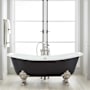 Signature Hardware Lena 72" Cast Iron Soaking Clawfoot Tub with Pre-Drilled Overflow Hole Black / Brushed Nickel Feet