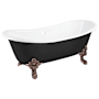 Signature Hardware Lena 72" Cast Iron Soaking Clawfoot Tub with Pre-Drilled Overflow Hole Black / Oil Rubbed Bronze Feet
