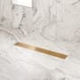 Signature Hardware Carmen 40" Linear Shower Drain with Flange Polished Brass