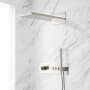 Signature Hardware Hollyn Simple Select Thermostatic Shower System with Rainfall Shower Head and Hand Shower - Rough-In Valve Included Brushed Nickel