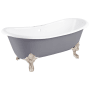 Signature Hardware Lena 72" Cast Iron Soaking Clawfoot Tub with Pre-Drilled Overflow Hole and 7" Rim Holes - Less Drain Dark Gray / Brushed Nickel Feet