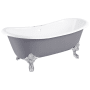 Signature Hardware Lena 72" Cast Iron Soaking Clawfoot Tub with Pre-Drilled Overflow Hole and 7" Rim Holes - Less Drain Dark Gray / Chrome Feet