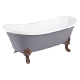 Signature Hardware Lena 72" Cast Iron Soaking Clawfoot Tub with Pre-Drilled Overflow Hole and 7" Rim Holes - Less Drain Dark Gray / Oil Rubbed Bronze Feet