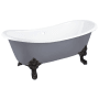 Signature Hardware Lena 72" Cast Iron Soaking Clawfoot Tub with Pre-Drilled Overflow Hole and 7" Rim Holes - Less Drain Dark Gray / Black Feet