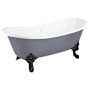 Signature Hardware Lena 72" Cast Iron Soaking Clawfoot Tub with Pre-Drilled Overflow Hole - Less Drain Dark Gray / Black Feet