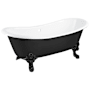Signature Hardware Lena 72" Cast Iron Soaking Clawfoot Tub with Pre-Drilled Overflow Hole Black / Black Feet