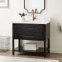 Signature Hardware Robertson 36" Freestanding Mahogany Single Basin Vanity Set with Cabinet, Vanity Top, and Rectangular Undermount Sink - Single Faucet Hole Black / Arctic White