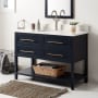 Signature Hardware Robertson 48" Freestanding Mahogany Single Basin Vanity Set with Cabinet, Vanity Top, and Rectangular Undermount Sink - Single Faucet Hole Midnight Navy Blue / Arctic White