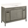 Signature Hardware Becker 48" Free Standing Single Vanity Cabinet Set with Teak Cabinet, Vanity Top and Rectangular Undermount Sink - Single Faucet Hole Gray Wash / Arctic White