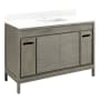 Signature Hardware Becker 48" Free Standing Single Vanity Cabinet Set with Teak Cabinet, Vanity Top and Rectangular Undermount Sink - Single Faucet Hole Gray Wash / Feathered White