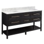 Signature Hardware Robertson 60" Freestanding Mahogany Double Basin Vanity Set with Cabinet, Vanity Top, and Rectangular Undermount Sinks - Single Faucet Holes Black / Carrara