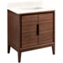 Signature Hardware Aliso 30" Freestanding Teak Single Basin Vanity Set with Cabinet, Vanity Top, and Rectangular Undermount Sink - No Faucet Holes Java / Arctic White