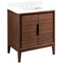 Signature Hardware Aliso 30" Single Vanity Set with Teak Cabinet, Quartz Vanity Top, and Rectangular Sink - 1-1/2" Faucet Holes Java / Feathered White