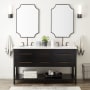 Signature Hardware Robertson 60" Freestanding Mahogany Double Basin Vanity Set with Cabinet, Vanity Top, and Oval Undermount Sinks - 8" Faucet Holes Black / Arctic White