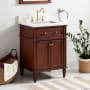 Signature Hardware Elmdale 24" Single Vanity Set with Mahogany Cabinet, Quartz Vanity Top, and Rectangular Sink - 1-1/2" Faucet Holes Antique Brown / Carrara Marble