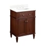 Signature Hardware Elmdale 24" Single Vanity Set with Mahogany Cabinet, Quartz Vanity Top, and Rectangular Sink - 1-1/2" Faucet Holes Antique Brown / Feathered White