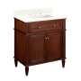 Signature Hardware Elmdale 30" Single Vanity Set with Mahogany Cabinet, Quartz Vanity Top, and Rectangular Sink - 1-1/2" Faucet Holes Antique Brown / Arctic White