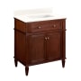 Signature Hardware Elmdale 30" Freestanding Mahogany Single Basin Vanity Set with Cabinet, Vanity Top, and Rectangular Undermount Sink - No Faucet Holes Antique Brown / Arctic White