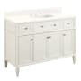 Signature Hardware Elmdale 48" Freestanding Mahogany Single Basin Vanity Set with Cabinet, Vanity Top, and Rectangular Undermount Sink - 8" Faucet Holes White / Arctic White
