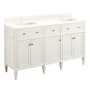 Signature Hardware Elmdale 60" Freestanding Mahogany Double Basin Vanity Set with Cabinet, Vanity Top, and Rectangular Undermount Sink - Single Faucet Holes White / Arctic White