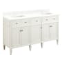 Signature Hardware Elmdale 60" Freestanding Mahogany Double Basin Vanity Set with Cabinet, Vanity Top, and Rectangular Undermount Sink - Single Faucet Holes White / Feathered White