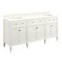 Signature Hardware Elmdale 72" Freestanding Mahogany Double Basin Vanity Set with Cabinet, Vanity Top, and Rectangular Undermount Sink - Single Faucet Holes White / Arctic White