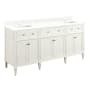 Signature Hardware Elmdale 72" Freestanding Mahogany Double Basin Vanity Set with Cabinet, Vanity Top, and Rectangular Undermount Sink - Single Faucet Holes White / Feathered White