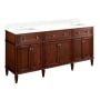 Signature Hardware Elmdale 72" Freestanding Mahogany Double Basin Vanity Set with Cabinet, Vanity Top, and Rectangular Undermount Sink - Single Faucet Holes Antique Brown / Feathered White