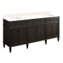 Signature Hardware Elmdale 72" Freestanding Mahogany Double Basin Vanity Set with Cabinet, Vanity Top, and Oval Undermount Sink - 8" Faucet Holes Charcoal Black / Arctic White