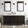 Signature Hardware Elmdale 72" Double Vanity Set with Mahogany Cabinet, Quartz Vanity Top, and Rectangular Sinks - 1-1/2" Faucet Holes Charcoal Black / Carrara Marble