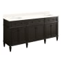 Signature Hardware Elmdale 72" Freestanding Mahogany Double Basin Vanity Set with Cabinet, Vanity Top, and Rectangular Undermount Sink - Single Faucet Holes Charcoal Black / Arctic White