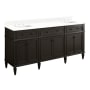 Signature Hardware Elmdale 72" Double Vanity Set with Mahogany Cabinet, Quartz Vanity Top, and Rectangular Sinks - 1-1/2" Faucet Holes Charcoal Black / Feathered White