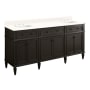 Signature Hardware Elmdale 72" Double Vanity Set with Mahogany Cabinet, Quartz Vanity Top, and Rectangular Sinks - 1-1/2" Faucet Holes Charcoal Black / Arctic White