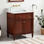 Signature Hardware Elmdale 30" Freestanding Mahogany Single Basin Vanity Set with Cabinet, Vanity Top, and Rectangular Undermount Sink - No Faucet Holes Antique Brown / Carrara Marble