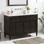 Signature Hardware Elmdale 48" Freestanding Mahogany Single Basin Vanity Set with Cabinet, Vanity Top, and Rectangular Undermount Sink - No Faucet Holes Charcoal Black / Carrara Marble