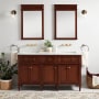 Signature Hardware Elmdale 60" Freestanding Mahogany Double Basin Vanity Set with Cabinet, Vanity Top, and Rectangular Undermount Sink - No Faucet Holes Antique Brown / Carrara Marble