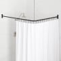 Signature Hardware 60" x 30" Corner Brass Shower Rod Matte Black