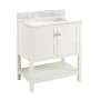 Signature Hardware Olsen 30" Free Standing Single Vanity Cabinet Set with Wood Cabinet, Vanity Top and Rectangular Undermount Sink - No Faucet Holes Soft White / Carrara Marble