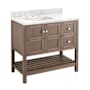 Signature Hardware Olsen 36" Freestanding Single Basin Vanity Set with Cabinet, Vanity Top, and Rectangular Undermount Sink - 8" Faucet Holes Ash Brown / Carrara Marble