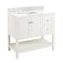 Signature Hardware Olsen 36" Single Vanity Set with Wood Cabinet, Quartz Vanity Top, and Rectangular Sink - 1-1/2" Faucet Holes White / Carrara Marble
