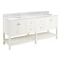 Signature Hardware Olsen 72" Free Standing Double Vanity Set with Cabinet, Granite, Marble or Quartz Vanity Top, and Rectangular Undermount Sinks - Single Faucet Hole White / Carrara Marble