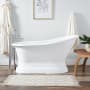 Signature Hardware Socorro 60" Cast Iron Soaking Freestanding Tub with Included Overflow Drain and Rolled Rim White / Chrome Drain