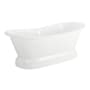 Signature Hardware Frayser 71" Cast Iron Soaking Double Slipper Pedestal Freestanding Tub with Tap Deck, 7" Rim Holes, and Drain Kit White / Brushed Nickel Drain