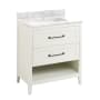 Signature Hardware Burfield 32" Freestanding Single Basin Vanity Set with Cabinet, Vanity Top, and Rectangular Undermount Sink - Single Faucet Hole White / Carrara Marble