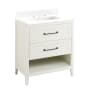 Signature Hardware Burfield 30" Freestanding Single Basin Vanity Set with Cabinet, Vanity Top, and Rectangular Undermount Sink - 8" Faucet Holes White / Feathered White